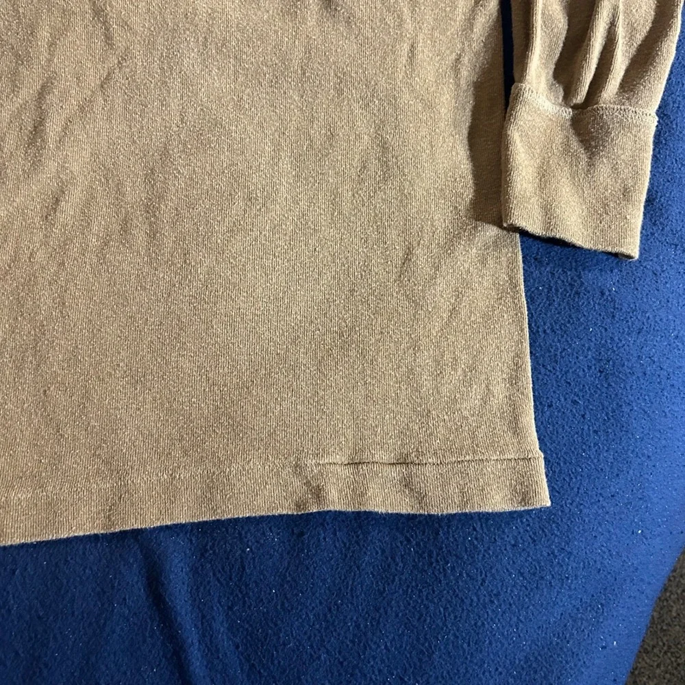 Vintage US Military Henley Undershirt Tan Wool Blend Single Stitch Large
